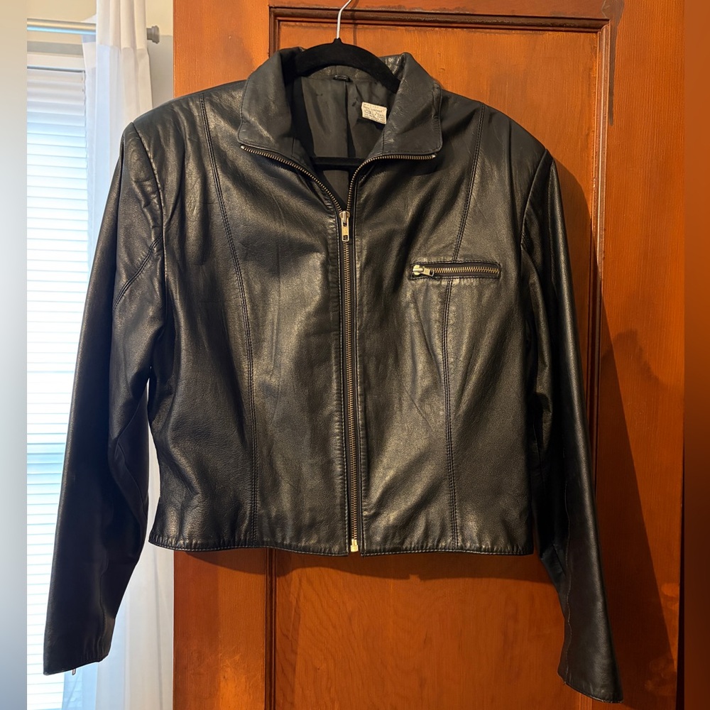 Vintage Black Leather Jacket - women’s large